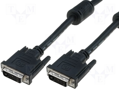 Кабел AK-320101-020-S Кабел; dual link; DVI-D (24+1) щепсел, от двете страни; 2m; черен